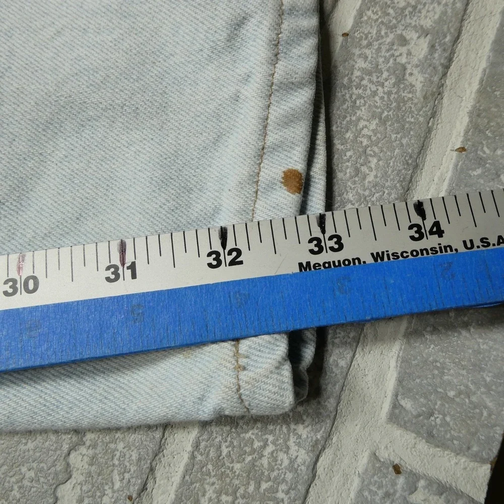 VINTAGE Levis Jeans Size 37x33 Light Wash Slight Taper USA Made Orange Tab